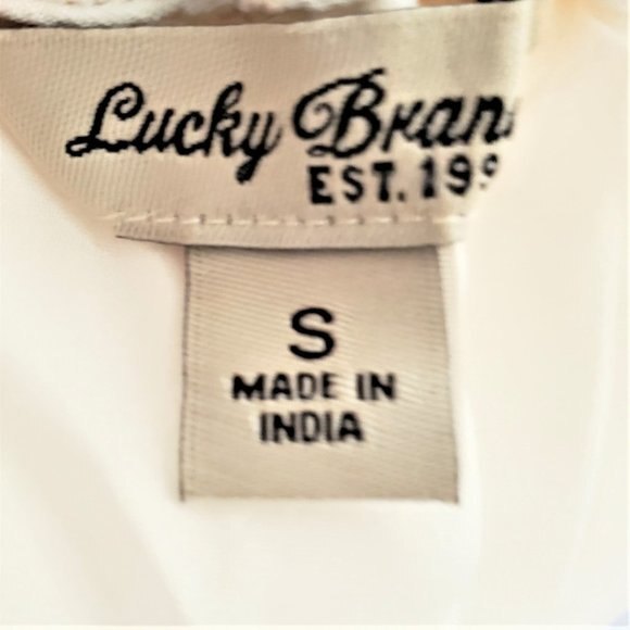 Lucky Brand Off Shoulder Blouse Ruffle Eyelet Top Lined Size S - Picture 7 of 11